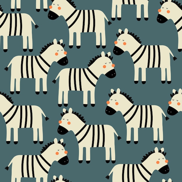 Padrão perfeito com zebras de desenho animado