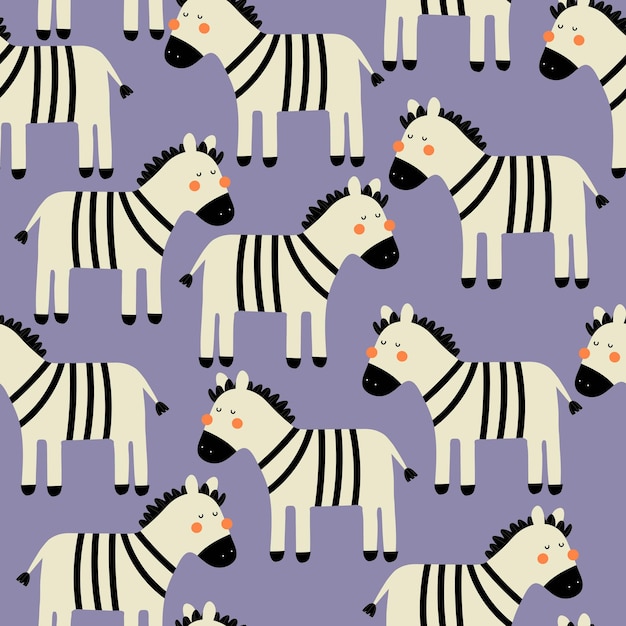 Padrão perfeito com zebras de desenho animado