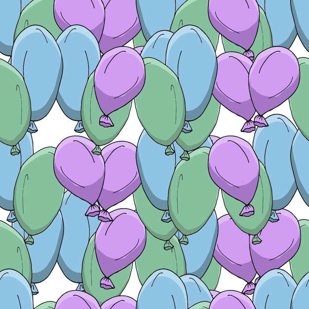 Padrão perfeito de berçário balões de ar coloridos desenhados à mão