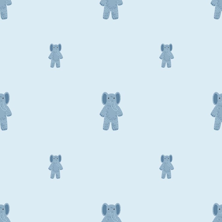 Vetor padrão perfeito de brinquedo de elefante fofo brinquedos infantis engraçados no estilo doodle textura desenhada à mão para papel de parede de tecido título de impressão têxtil papel de embrulho ilustração vetorial