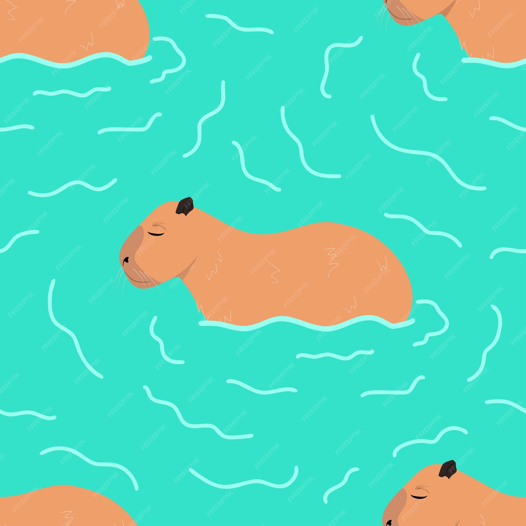 Capivara de desenho animado em fundo branco