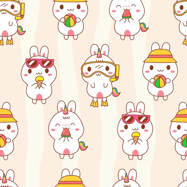 padrão perfeito de coelho fofo para o horário de verão