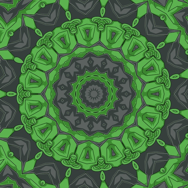 Padrão perfeito de cor verde com ilustração vetorial de ornamento de mandala
