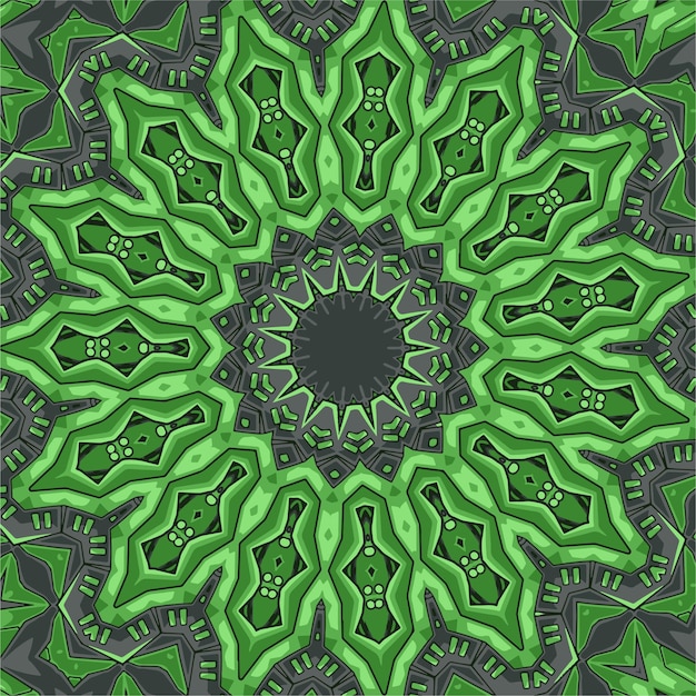 Padrão perfeito de cor verde com ilustração vetorial de ornamento de mandala