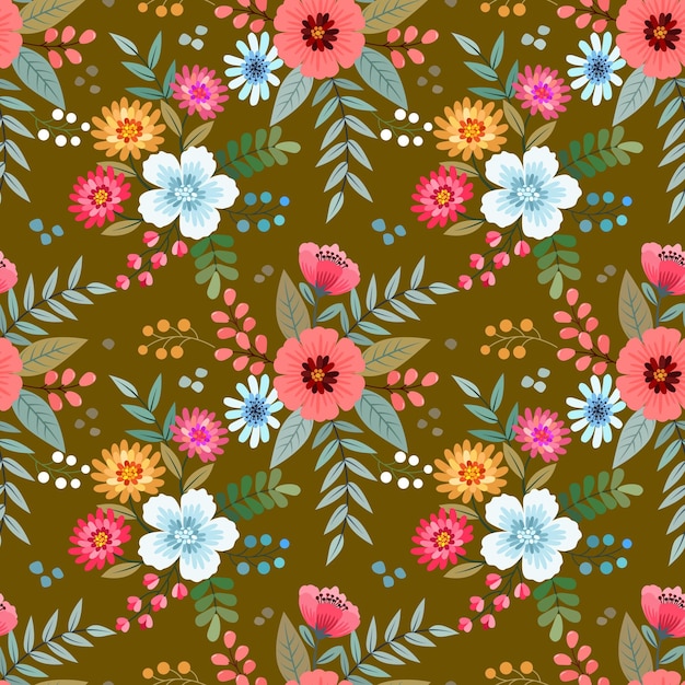 Padrão perfeito de design de flores coloridas pode ser usado para papel de parede têxtil de tecido