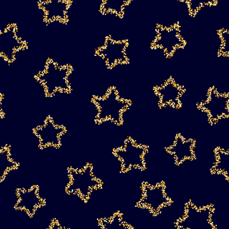 Vetor padrão perfeito de estrelas de glitter dourado