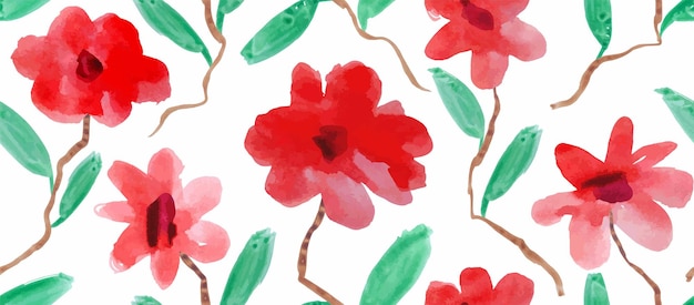 Vetor padrão perfeito de flor em aquarela fofa