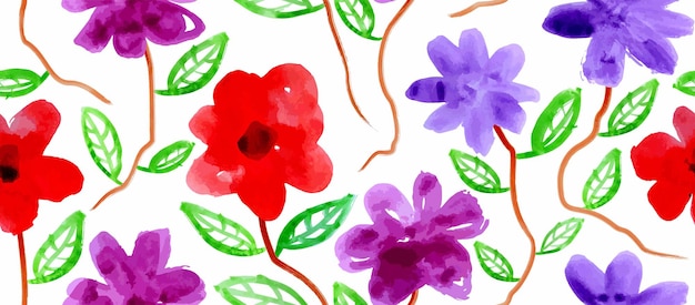 Vetor padrão perfeito de flor em aquarela fofa