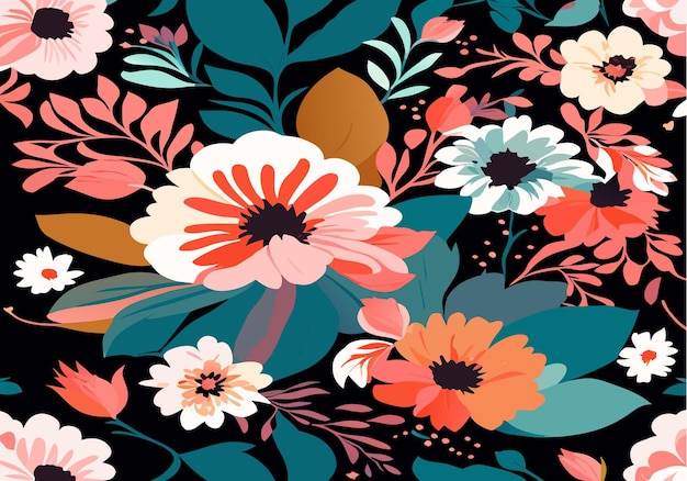 Padrão perfeito de flores desabrochando