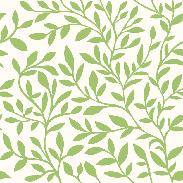 Vetor padrão perfeito de folhas verdes e galhos