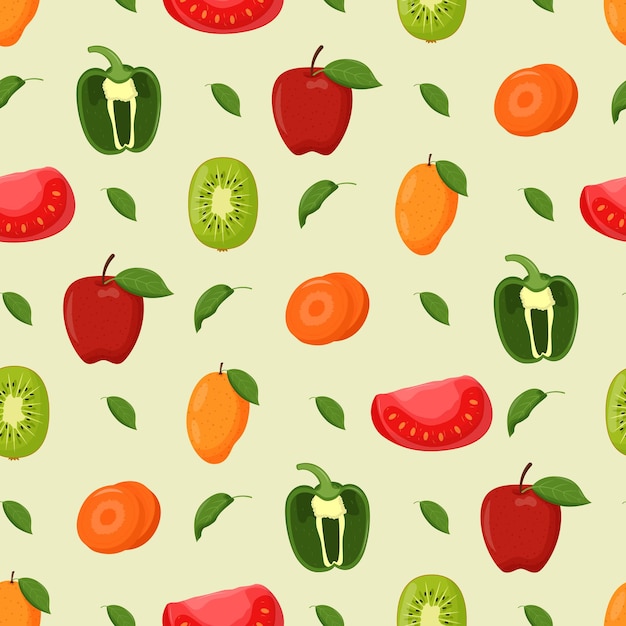 Padrão perfeito de frutas e legumes Conceito de alimentação saudável de comida vegetariana