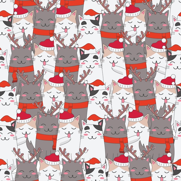 Padrão perfeito de gatos de Natal fofos