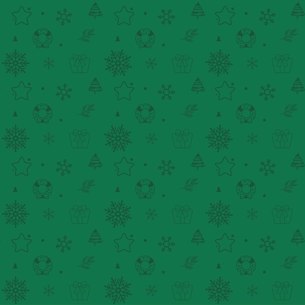 Vetor padrão perfeito de natal com elementos de decoração em fundo verde