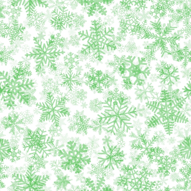 Padrão perfeito de natal de flocos de neve verdes sobre fundo branco