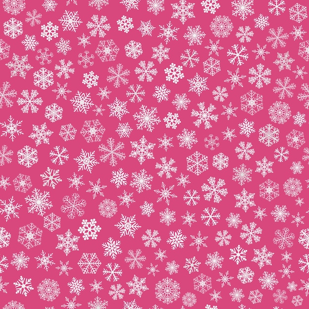 Padrão perfeito de natal de pequenos flocos de neve brancos em rosa