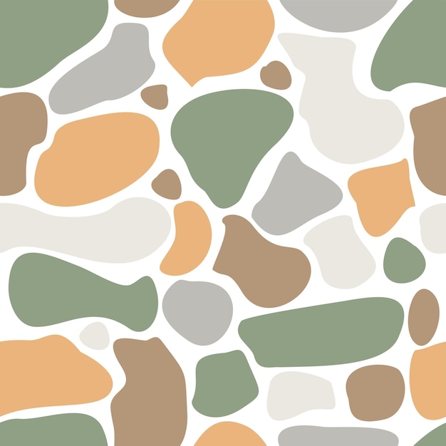 Padrão perfeito de outono abstrato com manchas ou pedras fundo infinito de cores quentes vector doodle