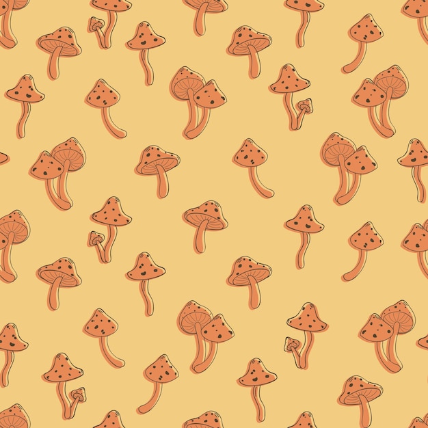 Padrão perfeito de outono com cogumelos agáricos de amanita cogumelos cogumelos de fundo Vector