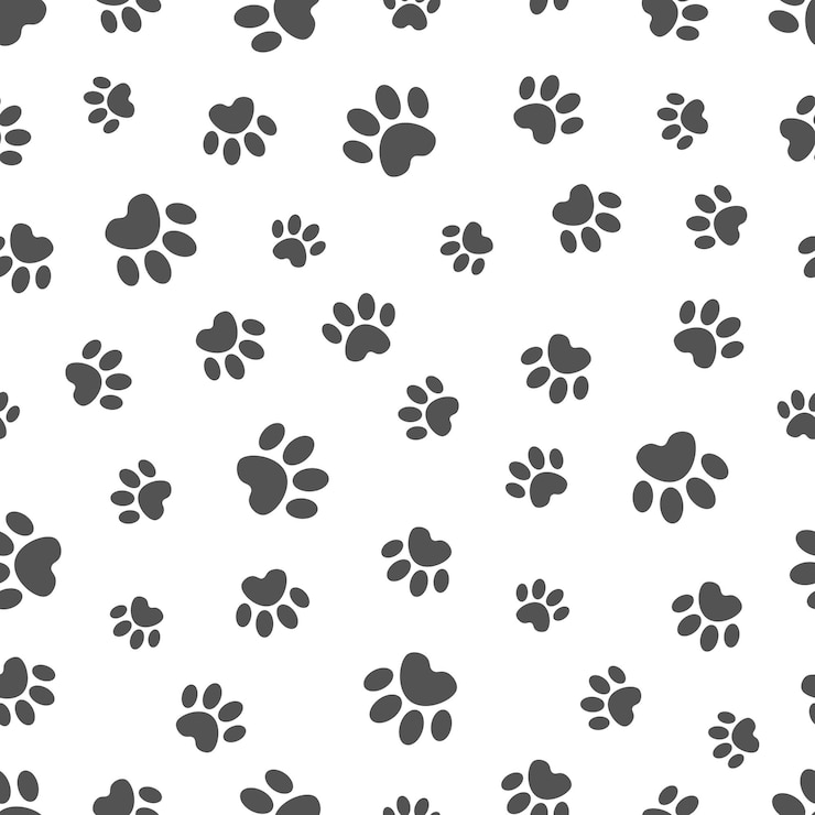 Vetor padrão perfeito de patas de animais de estimação em fundo branco