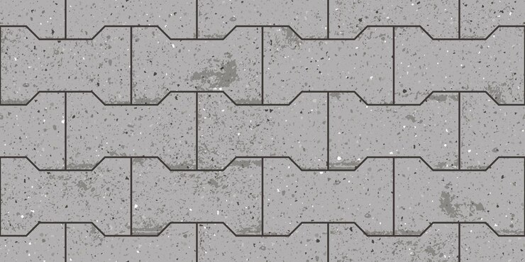Vetor padrão perfeito de pavimento com tijolos de concreto texturizados de bloqueio mudo