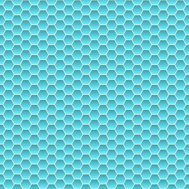 Padrão perfeito de pequenos hexágonos em cores azuis claras