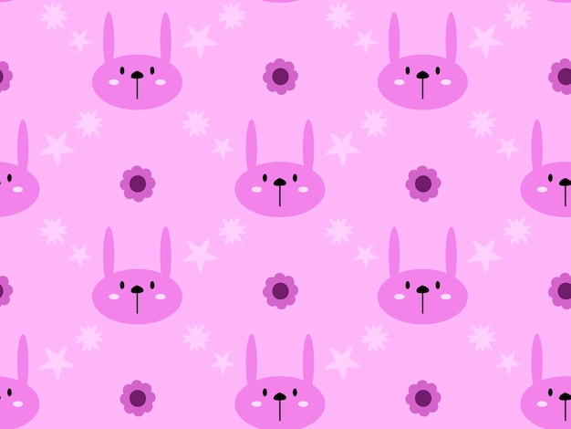 padrão perfeito de personagem de desenho animado de coelho em fundo rosa