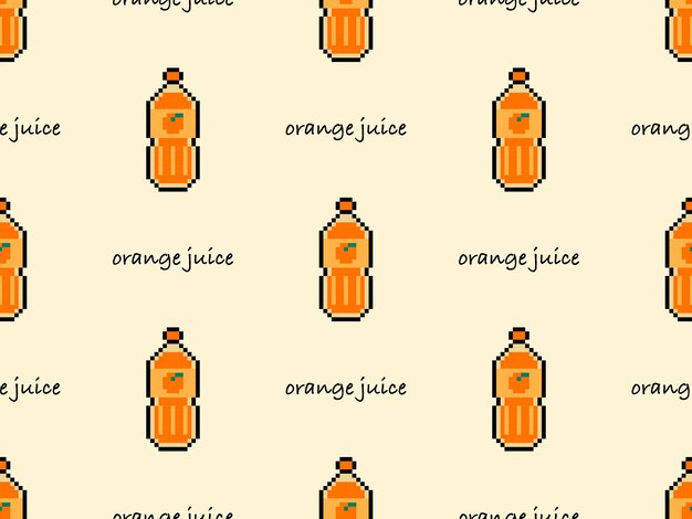 Padrão perfeito de personagem de desenho animado de suco de laranja em fundo laranja pixel stylex9