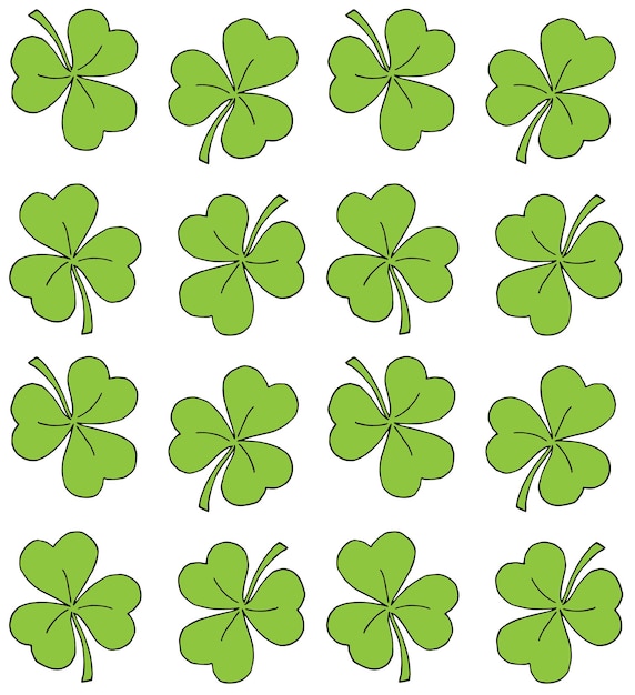 Padrão perfeito de trevo trevo verde desenhado à mão