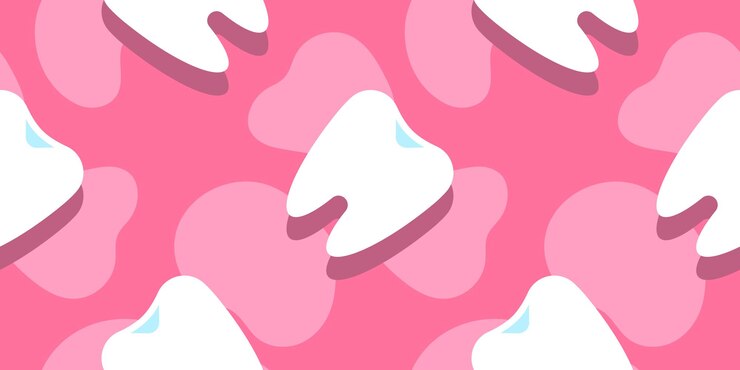 Vetor padrão perfeito de vetor de odontologia de dentes brancos e saudáveis em estilo simples