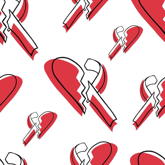 Vetor padrão perfeito dia mundial da aids rabisco fita vermelha meio coração meia fita