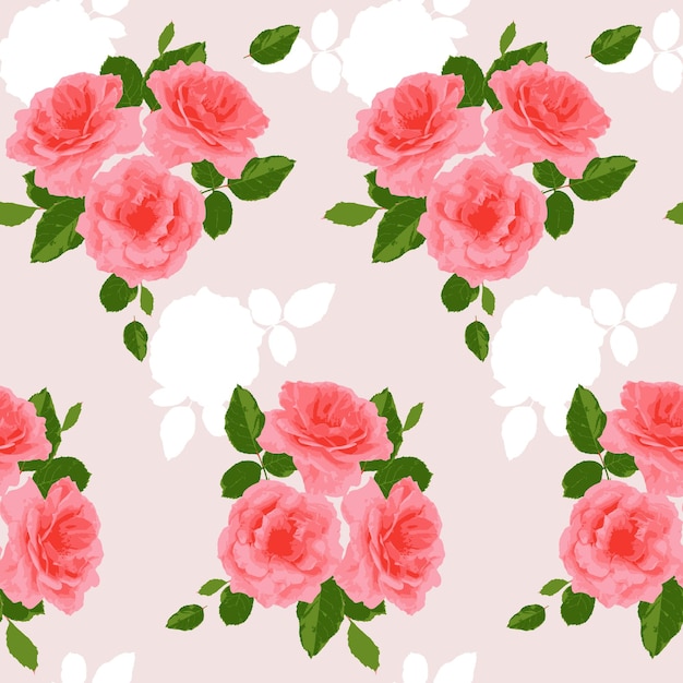 padrão perfeito para impressão em tecido com buquês de rosas em um fundo claro