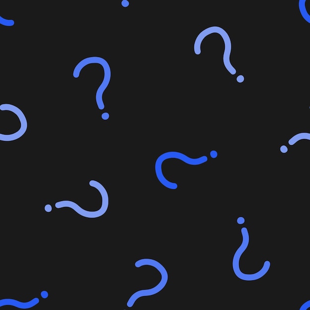 Vetor padrão perfeito preto com ponto de interrogação azul
