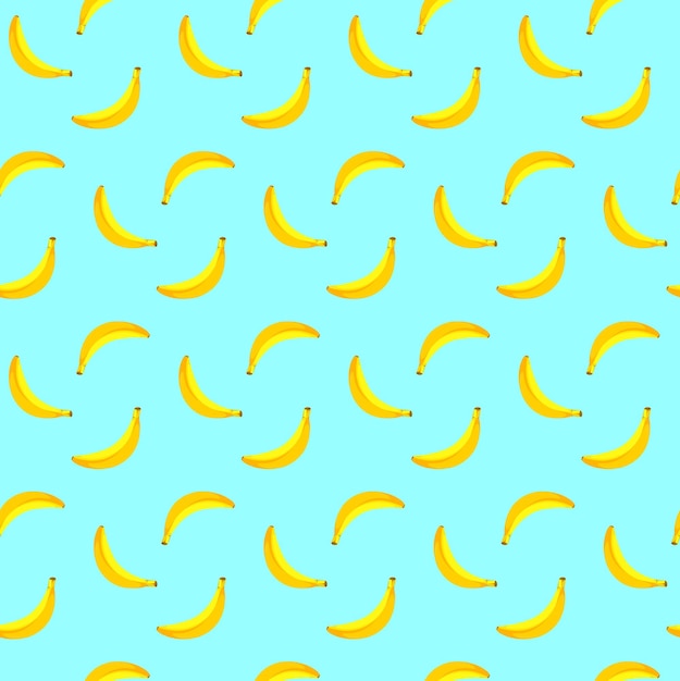 Padrão plano sem costura de banana em fundo azul Papel de embrulho cartão de presente design de cartaz de bandeira