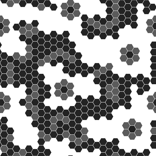Vetor padrão preto e branco com hexágonos em um fundo branco