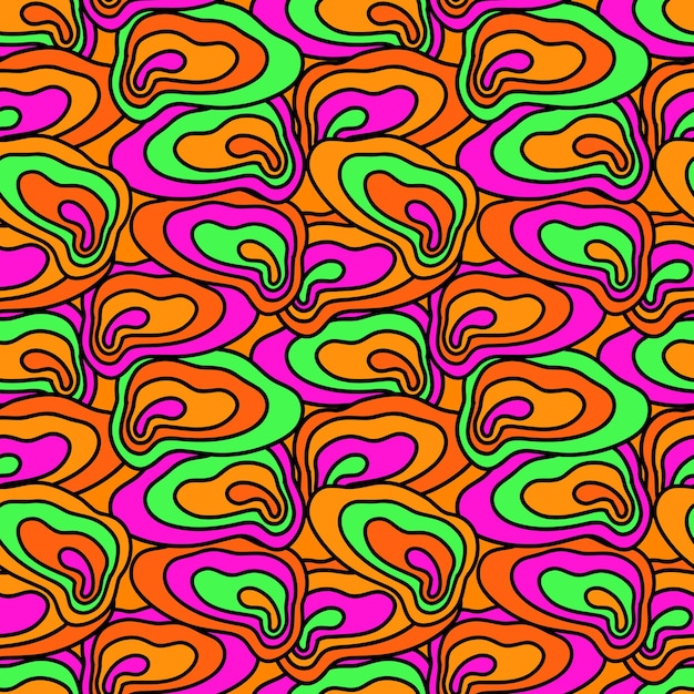 Padrão psicodélico groovy com manchas abstratas coloridas listras borrões em um estilo trippy