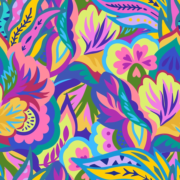 Vetor padrão psicodélico ornamental colorido textura funky com formas orgânicas abstratas coloridas