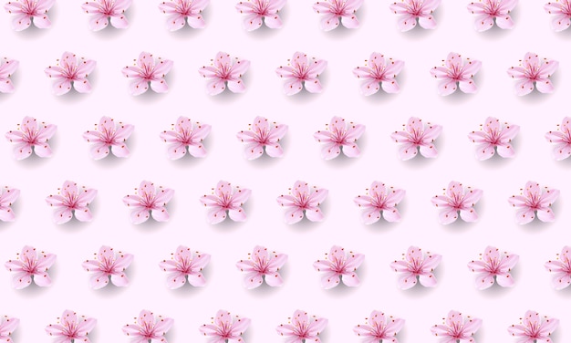 Padrão realista chinês sakura rosa sobre fundo rosa suave. fundo de primavera oriental têxtil design modelo flor flor. 3 d natureza pano de fundo ilustração