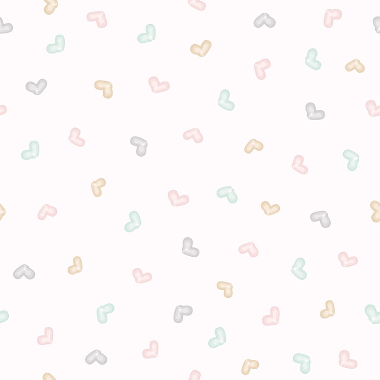 Vetor padrão sem costura aquarela pastel de corações em fundo branco desenho bonito para decoração de scrapbooking