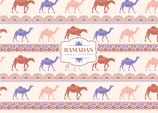 Padrão sem costura árabe étnico com camelo para design têxtil