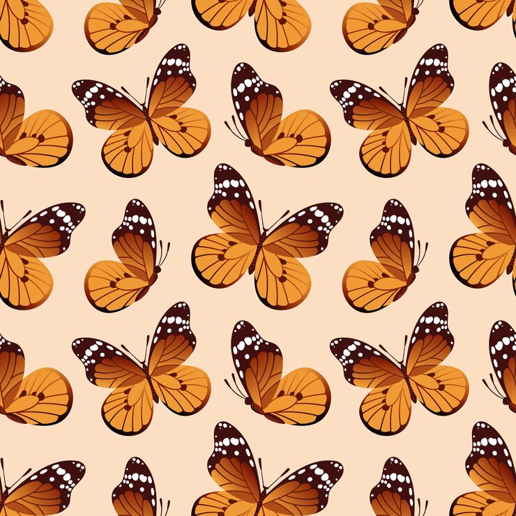 Vetor padrão sem costura borboleta monarca danaus plexippus características vibrante conhecido por sua impressionante