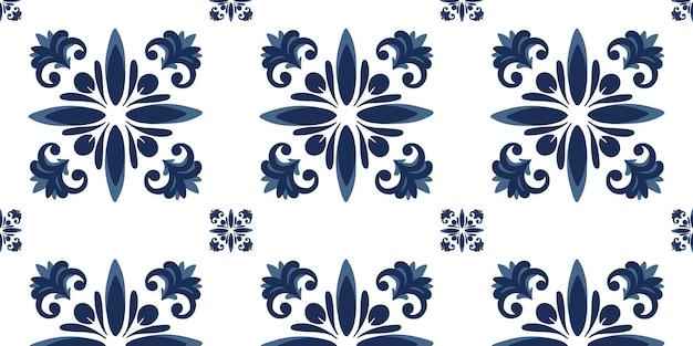 Padrão sem costura com azulejos tradicionais portugueses de azulejo azul branco
