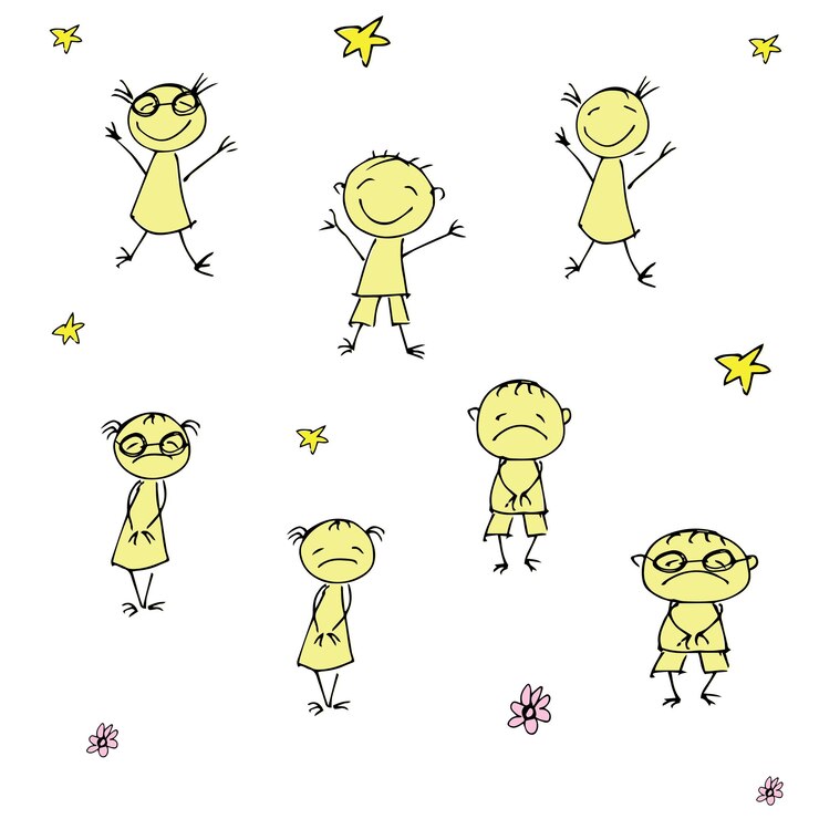Vetor padrão sem costura com desenho animado crianças fundo branco ilustração vetorial de estoque
