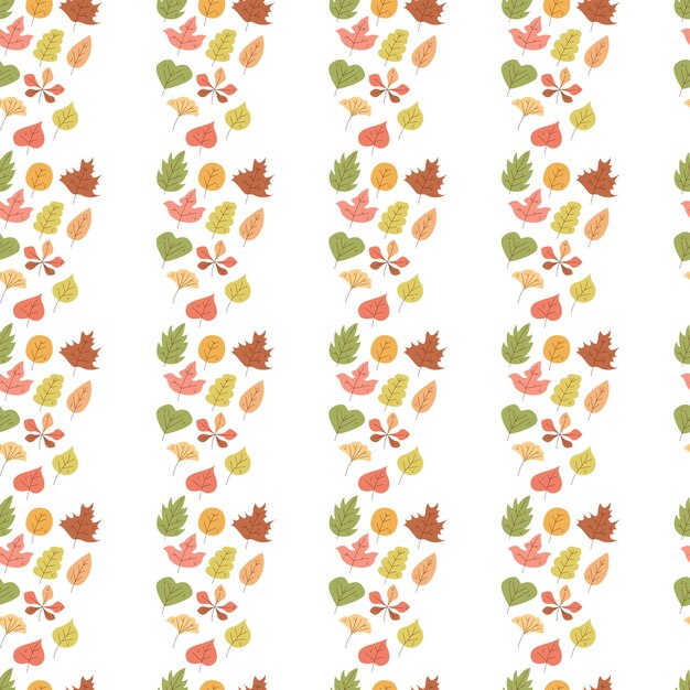Padrão sem costura com folhas de outono cor ilustração vetorial plana