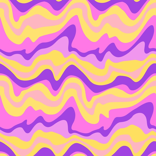 Padrão sem costura com listras Linhas psicodélicas onduladas Fundo de ilustração vetorial Textura para papel de parede têxtil de tecido impresso
