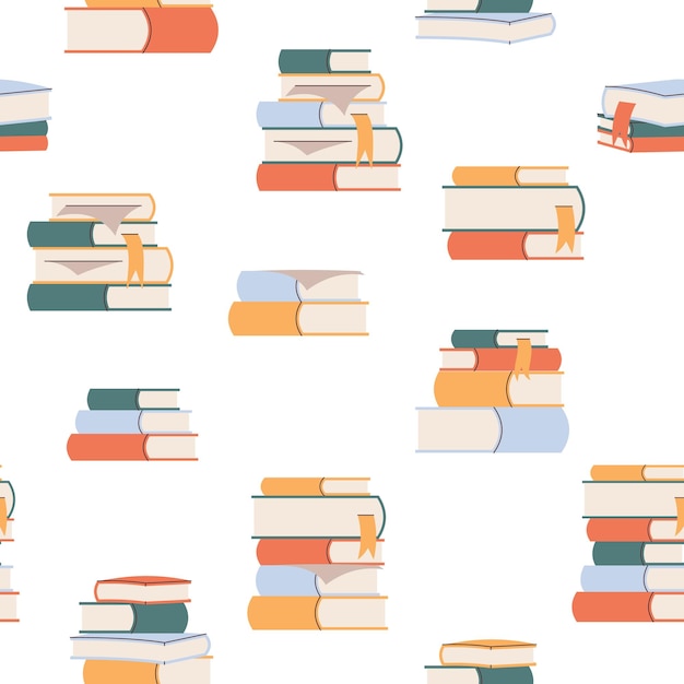 Padrão sem costura com livros Elementos desenhados à mão para o seu design Pode ser usado em fundo de tecido de papel de embalagem para imagens diferentes