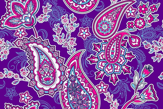 Padrão sem costura com paisley e flores