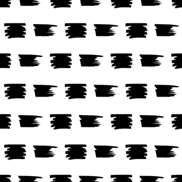 Padrão sem costura com rabiscos de marcador preto na ilustração vetorial de fundo branco