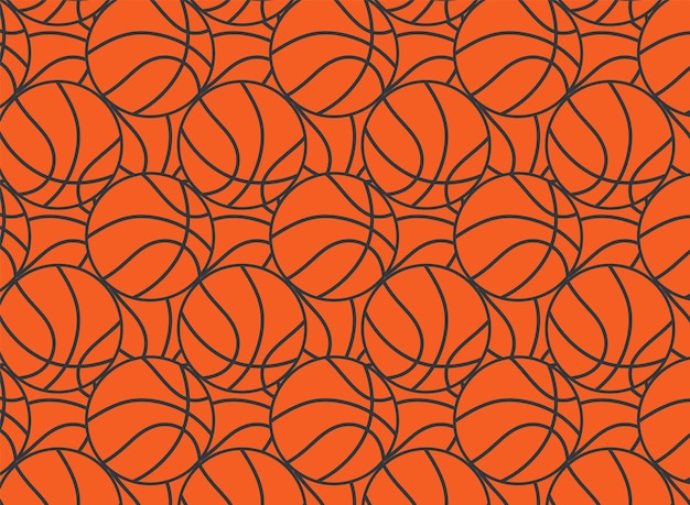 Padrão sem costura de basquete com bolas laranja brilhantes Ilustração moderna para banners de folhetos web