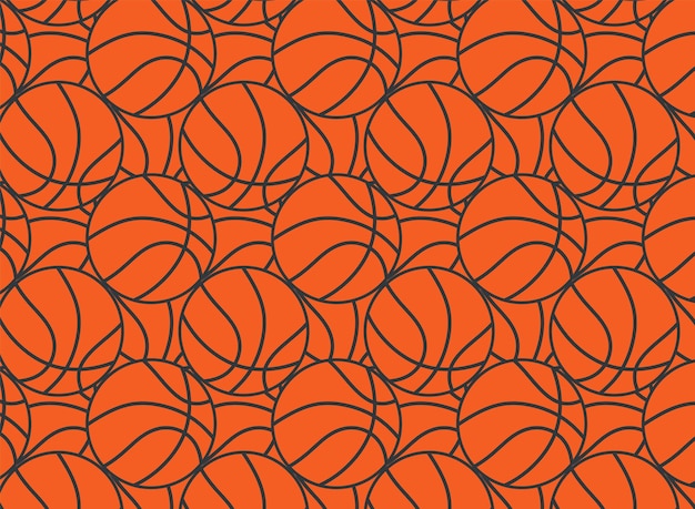 Vetor padrão sem costura de basquete com bolas laranja brilhantes ilustração moderna para banners de folhetos web