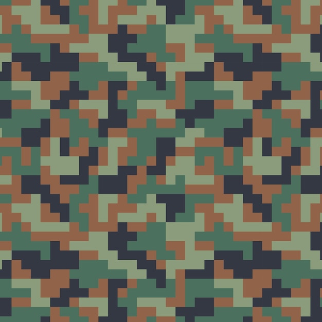 Padrão sem costura de camuflagem para impressão de tecido azulejos de pixels digitais projeto de camo militar de Woodland