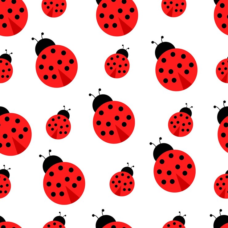 Vetor padrão sem costura de ladybug vector design simples animais de insetos voadores natureza